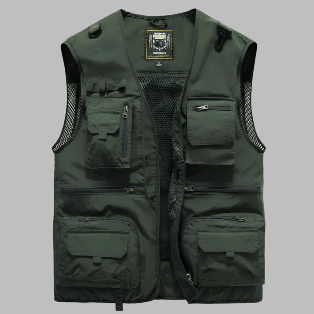 Multi Pocket Vest Sleeveless Jacket With Standing Collar And Mesh - Image 4