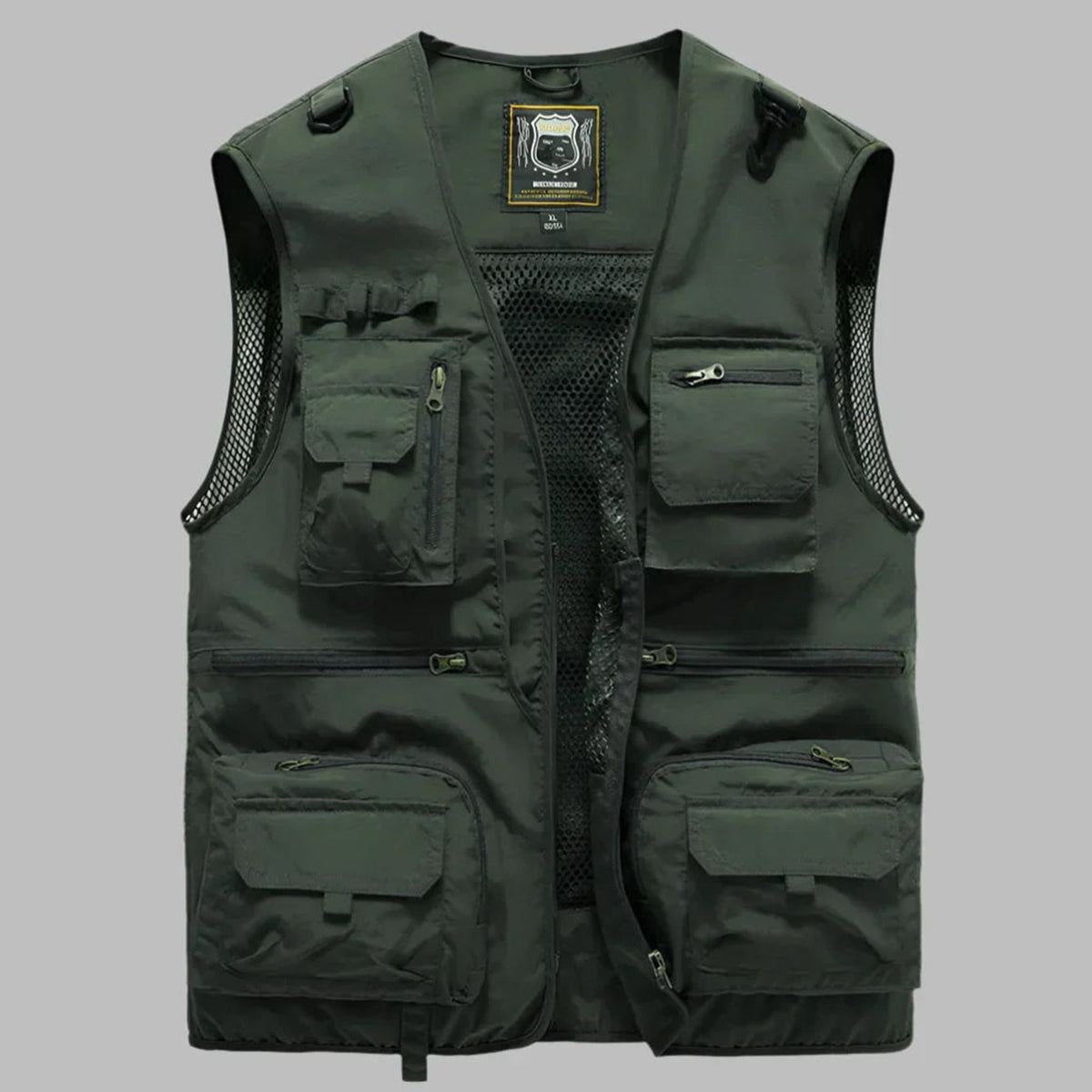 Multi Pocket Vest Sleeveless Jacket With Standing Collar And Mesh - Image 4