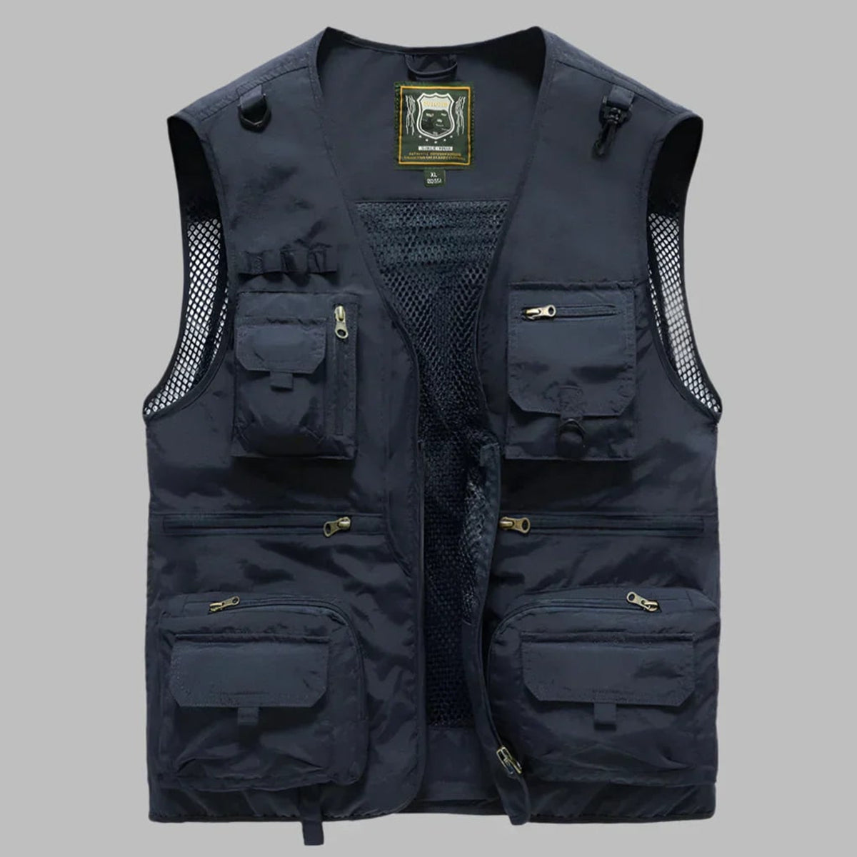 Multi Pocket Vest Sleeveless Jacket With Standing Collar And Mesh - Image 5