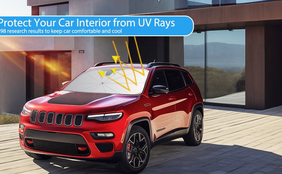 Nano Titanium Silver Coated Car Windshield Sun Shade With 360° Bendable Handle - Image 9