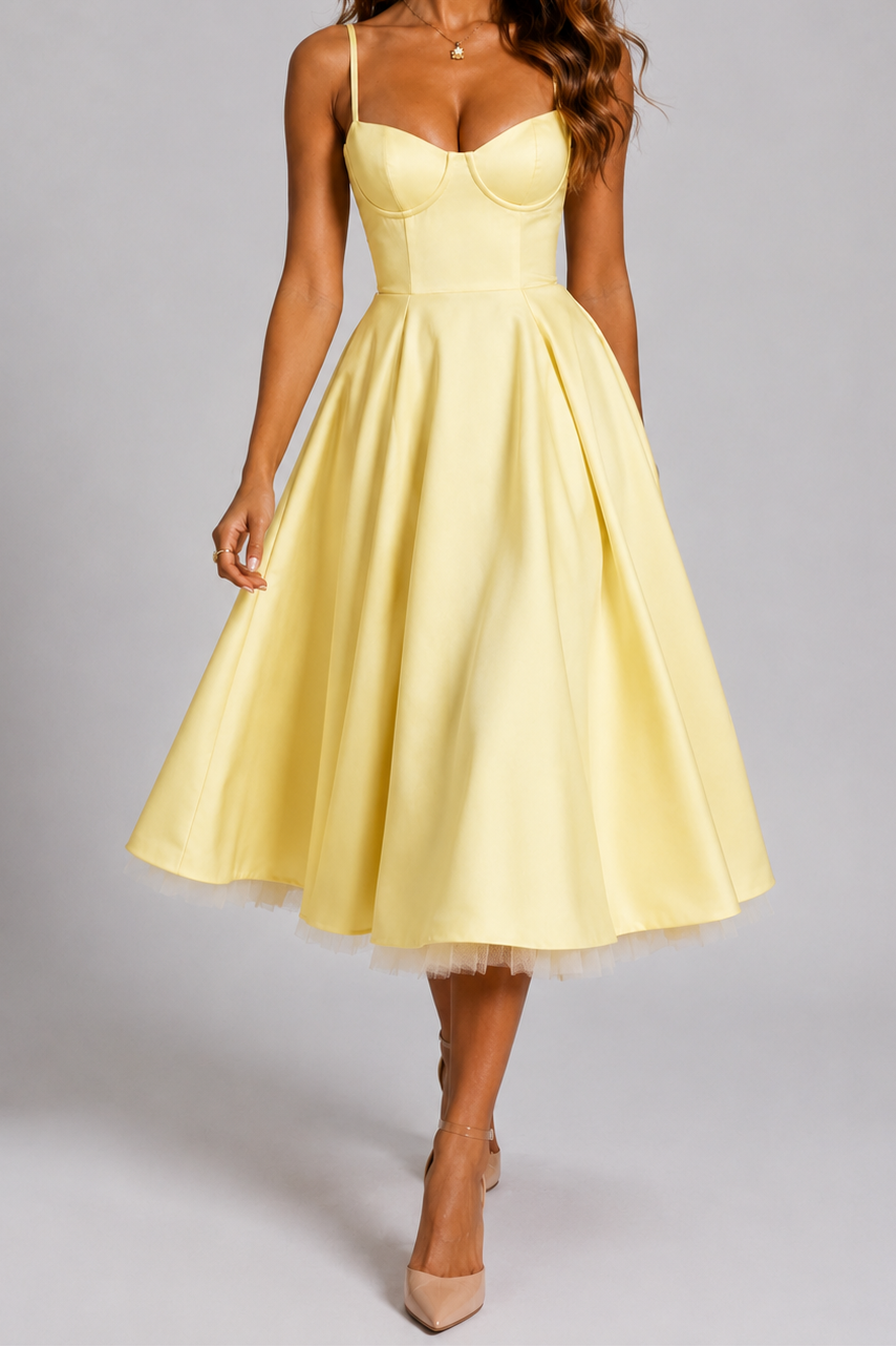 NOVA | Wedding Guest Midi Dress with Flared Skirt for Women