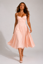 NOVA | Wedding Guest Midi Dress with Flared Skirt for Women