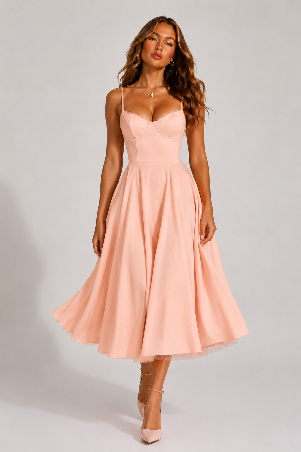 NOVA | Wedding Guest Midi Dress with Flared Skirt for Women