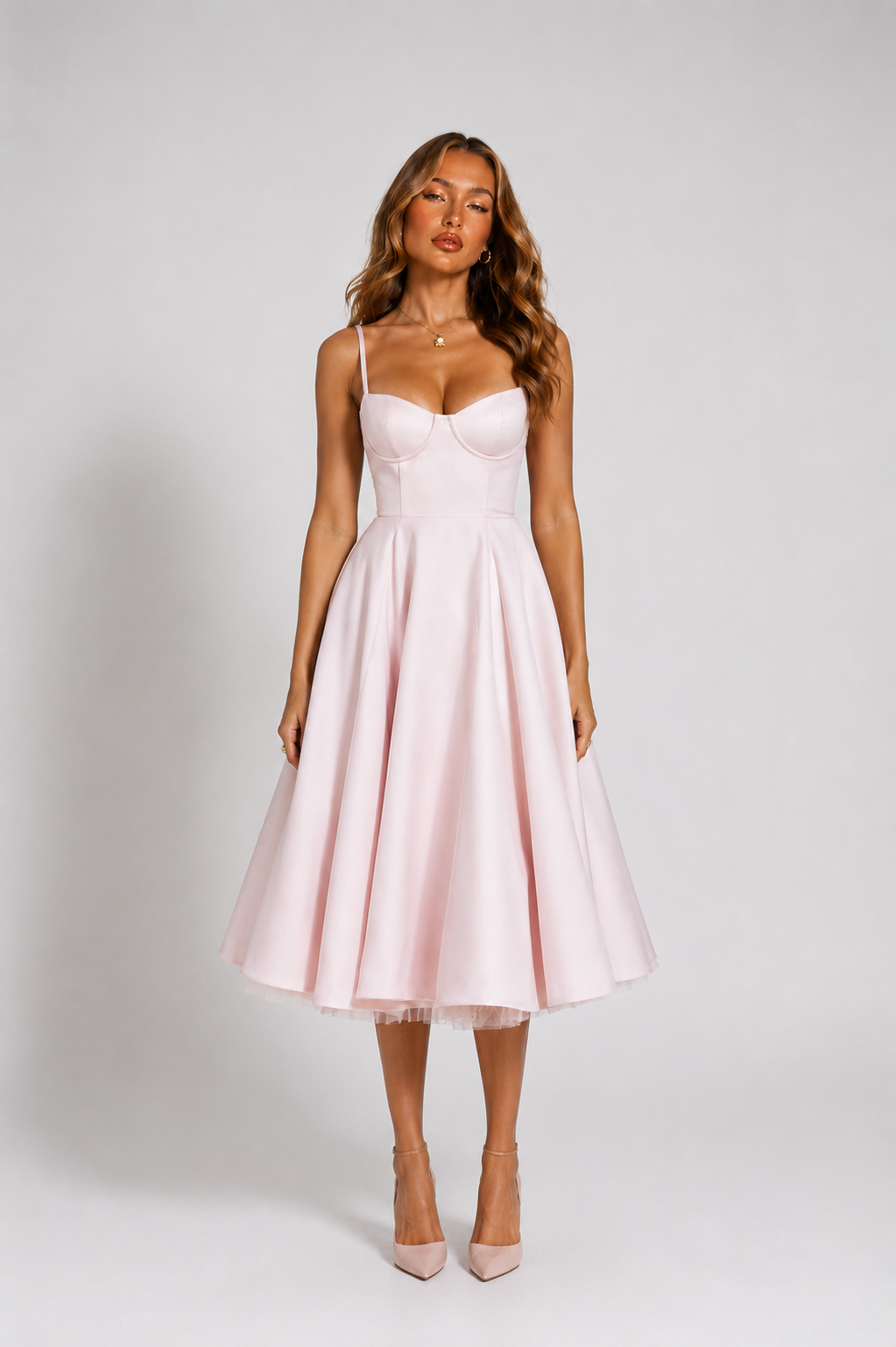 NOVA | Wedding Guest Midi Dress with Flared Skirt for Women