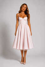 NOVA | Wedding Guest Midi Dress with Flared Skirt for Women