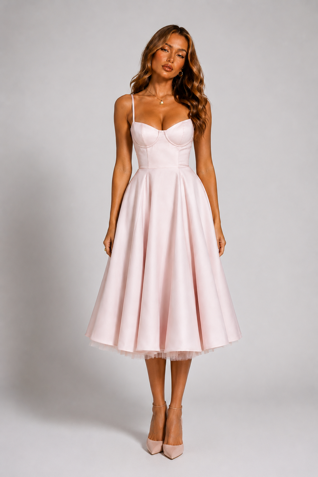 NOVA | Wedding Guest Midi Dress with Flared Skirt for Women