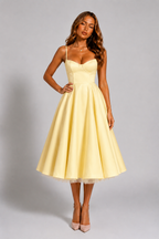 NOVA | Wedding Guest Midi Dress with Flared Skirt for Women