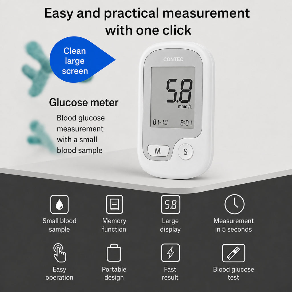 Non-Painful Glucometer Glucose Monitor Portable Fingertip Digital Display - Image 8