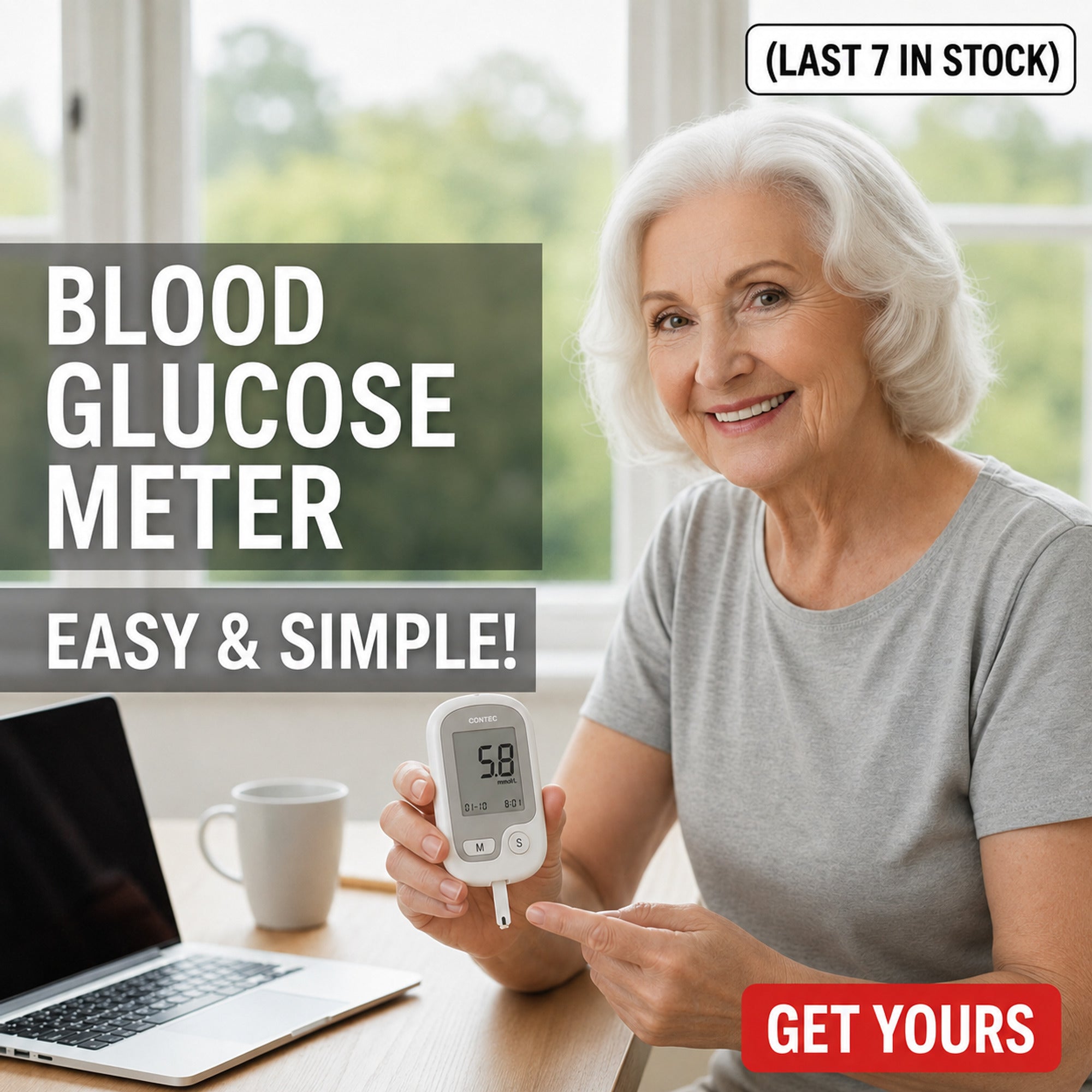 Non-Painful Glucometer Glucose Monitor Portable Fingertip Digital Display - Image 7
