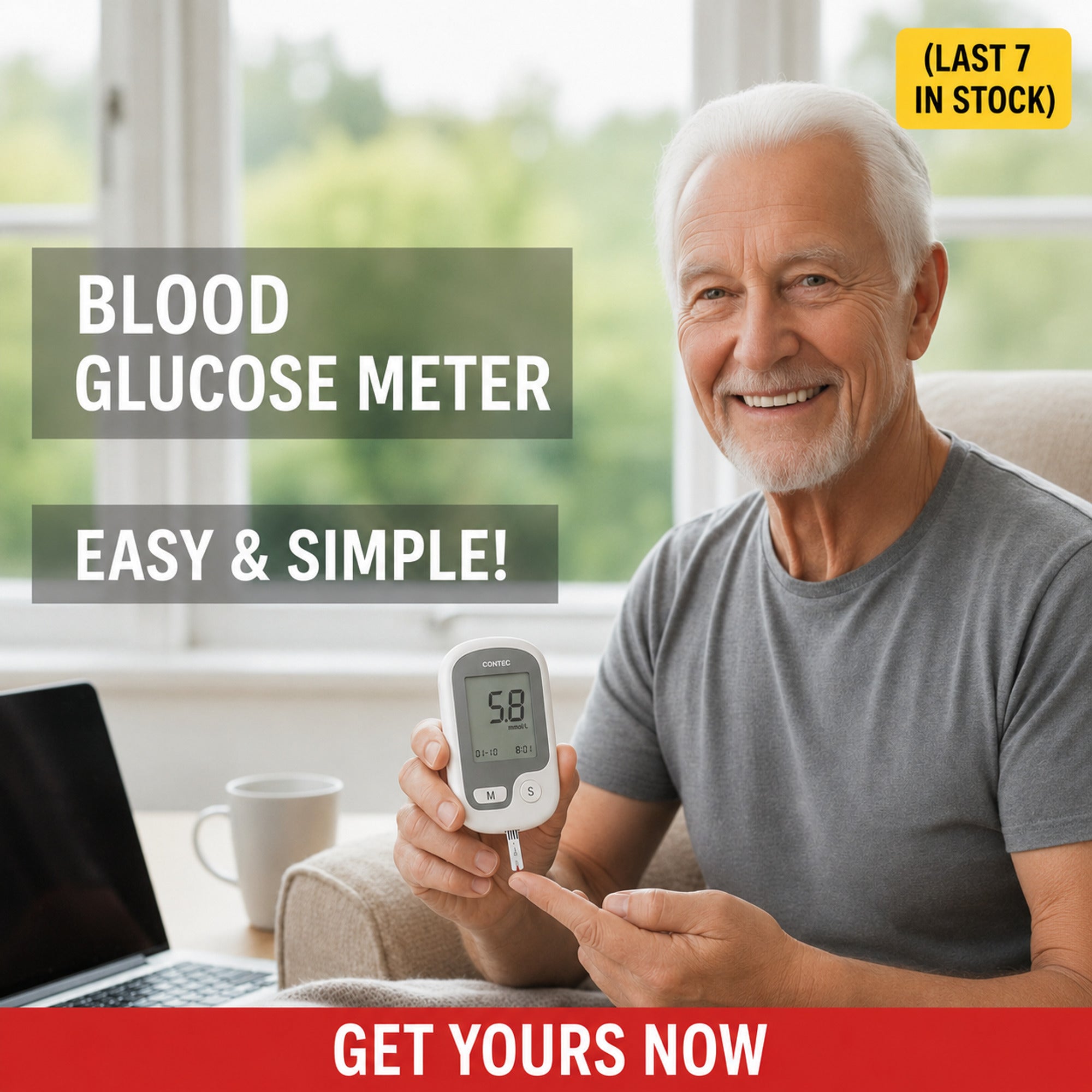 Non-Painful Glucometer Glucose Monitor Portable Fingertip Digital Display - Image 5