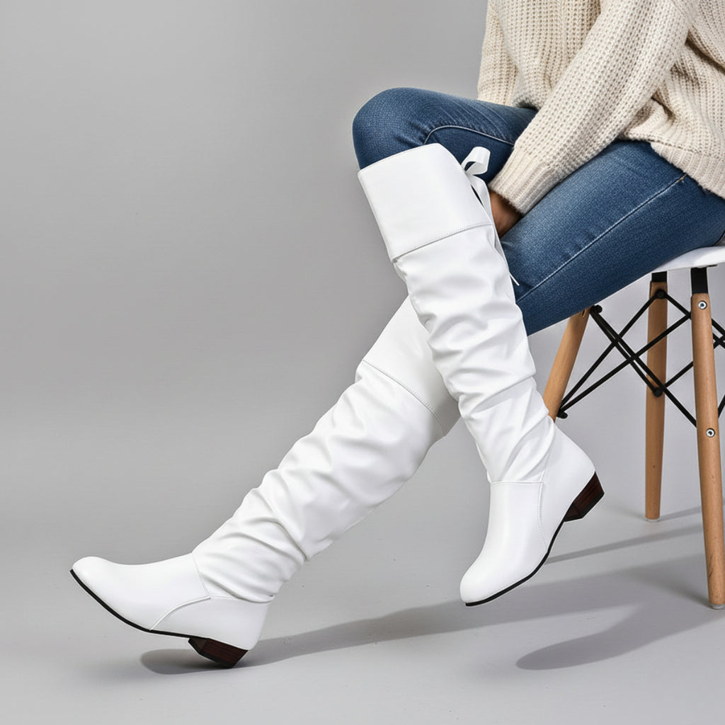Over The Knee Boots with Slouchy Fit and Almond Toe - Image 1