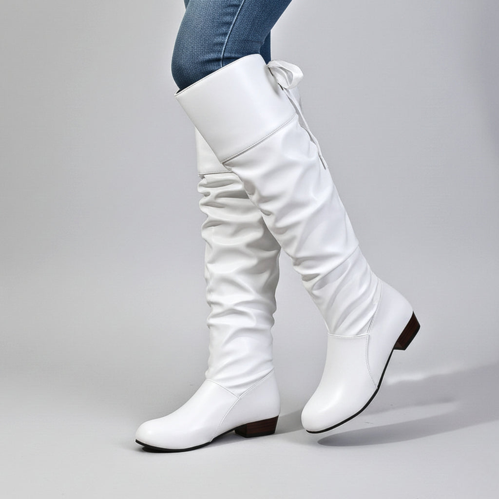 Over The Knee Boots with Slouchy Fit and Almond Toe - Image 2