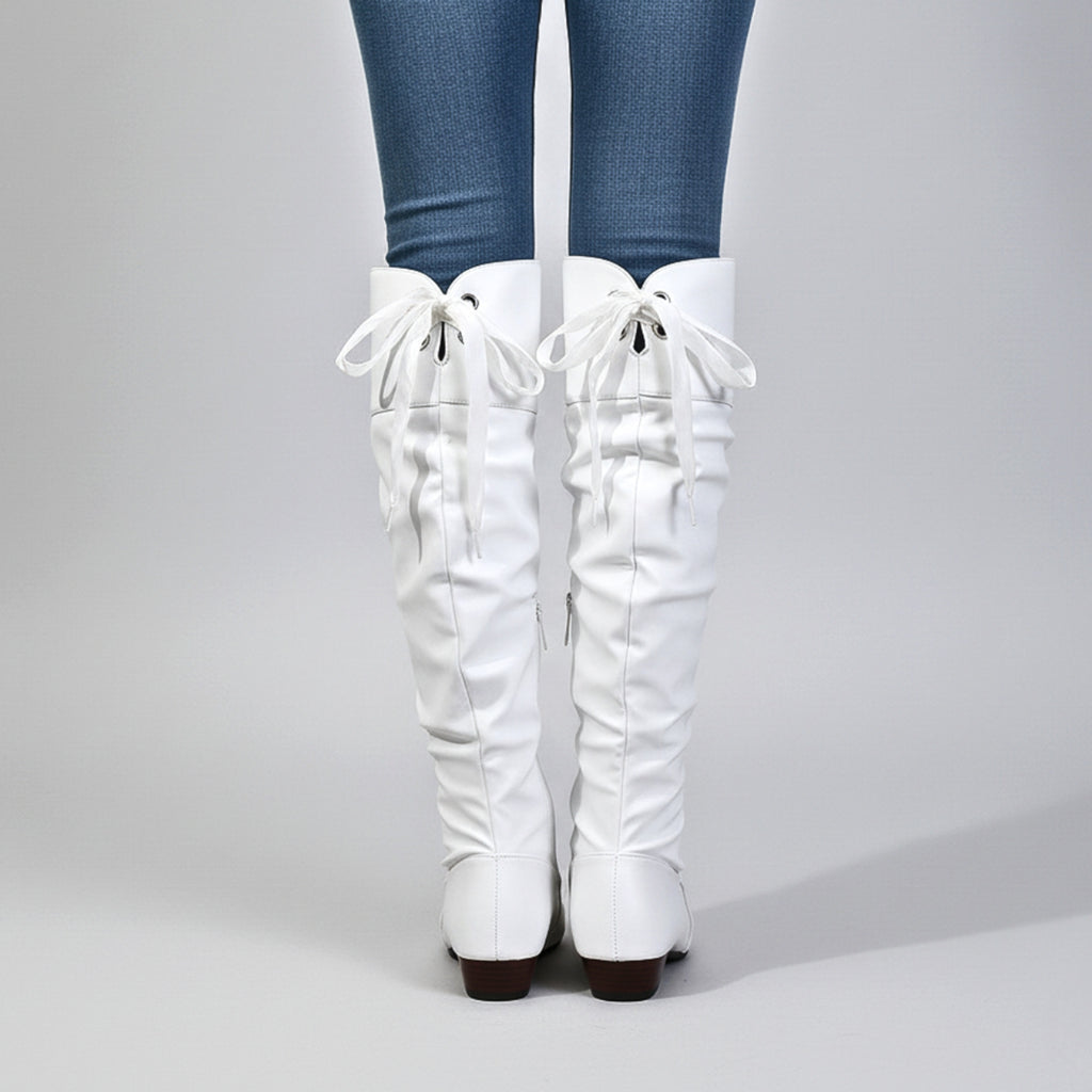 Over The Knee Boots with Slouchy Fit and Almond Toe - Image 3