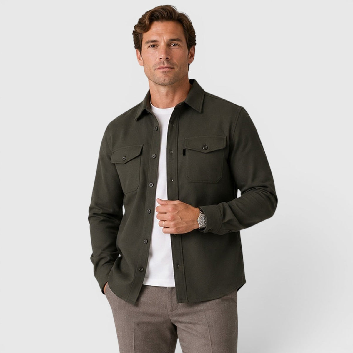 Overshirts with Relaxed Brushed Fit and Flap Pockets - Image 13