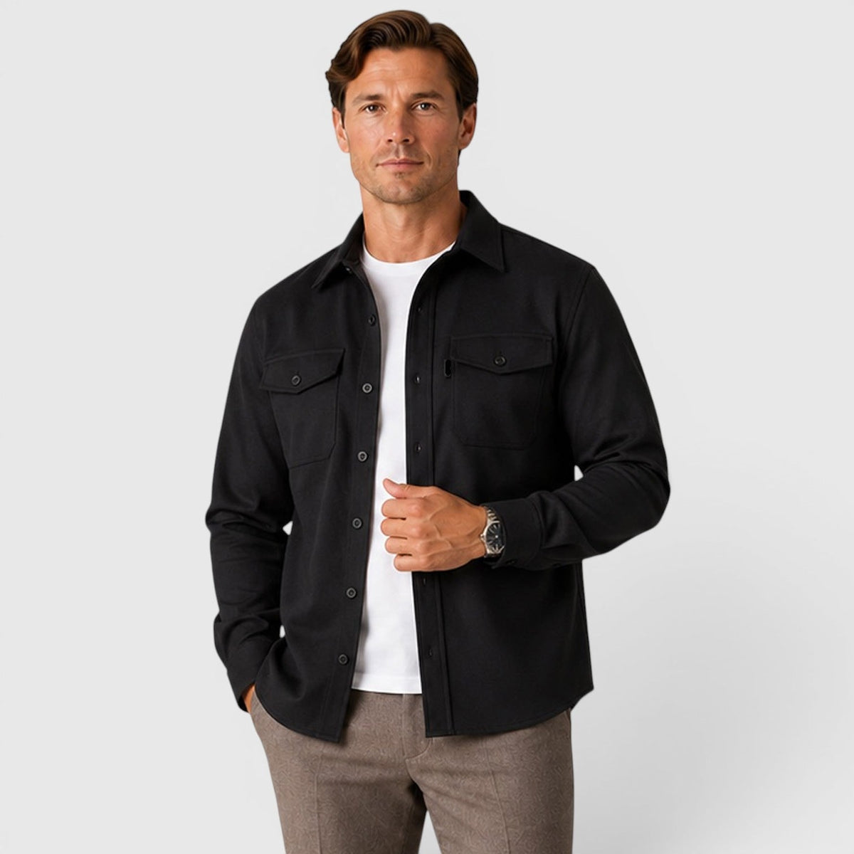 Overshirts with Relaxed Brushed Fit and Flap Pockets - Image 17