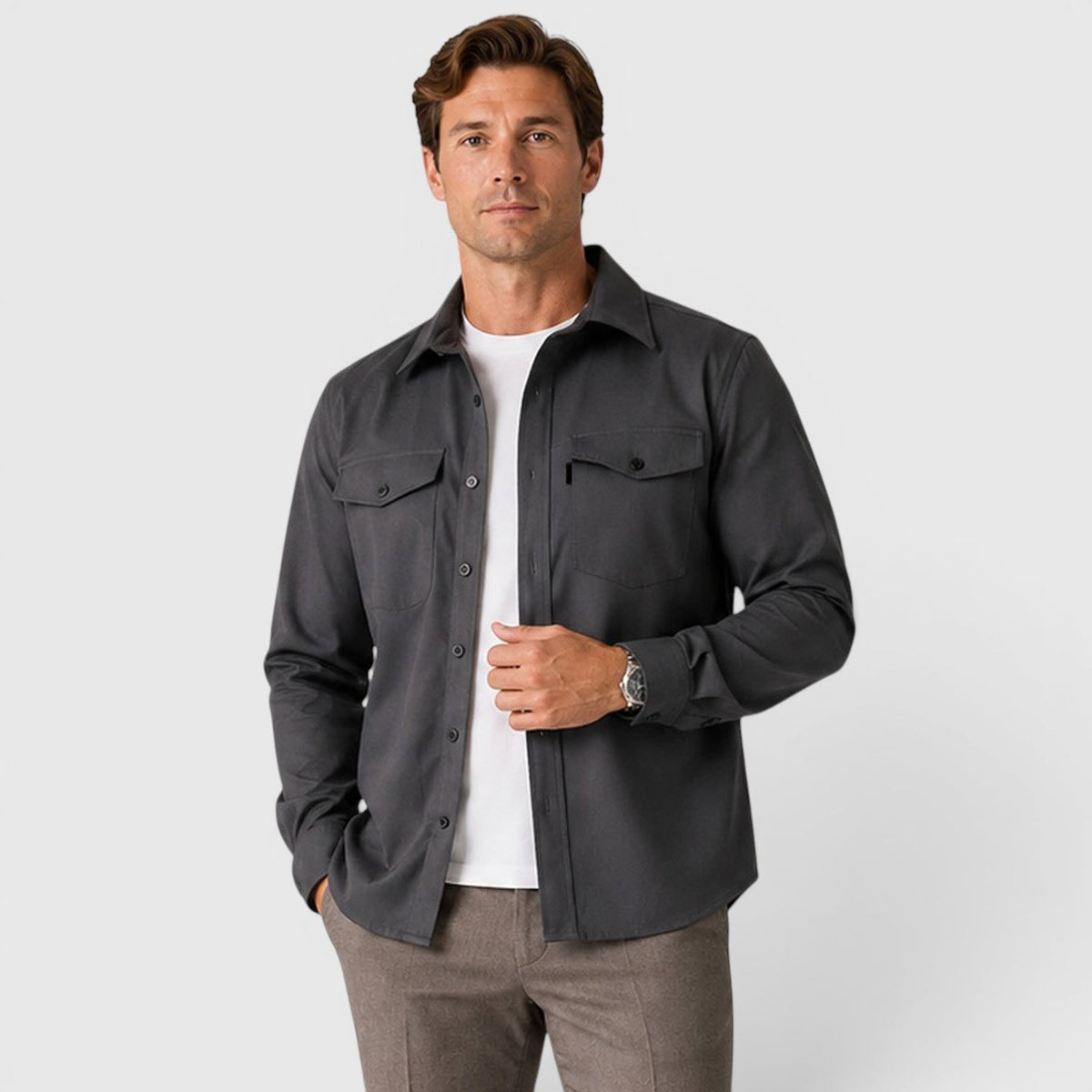 Overshirts with Relaxed Brushed Fit and Flap Pockets - Image 21