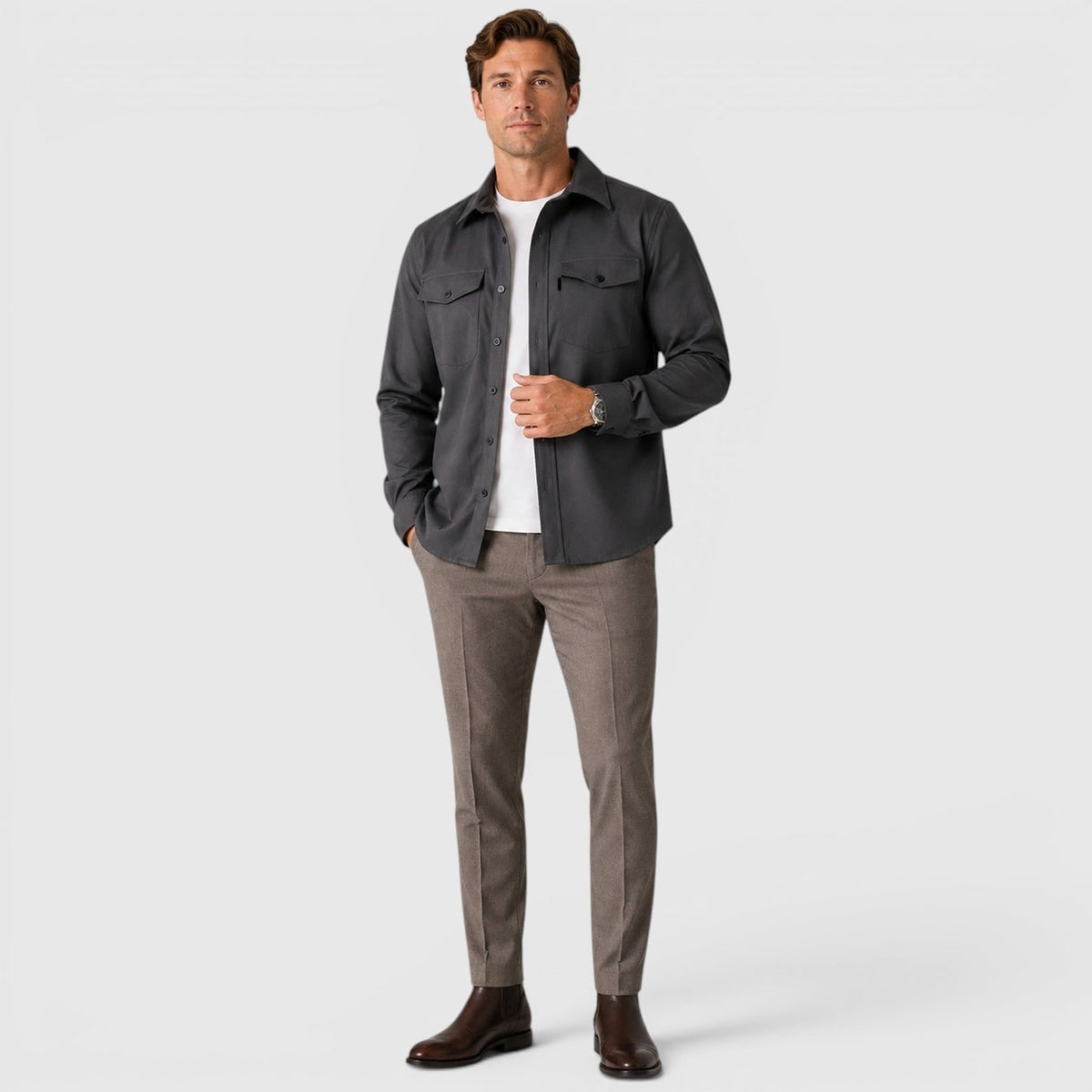 Overshirts with Relaxed Brushed Fit and Flap Pockets - Image 24