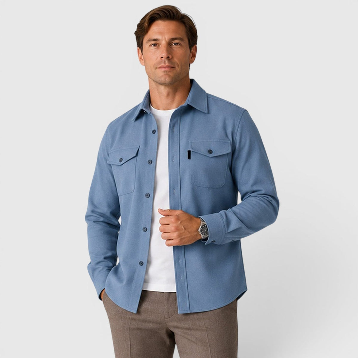 Overshirts with Relaxed Brushed Fit and Flap Pockets - Image 25
