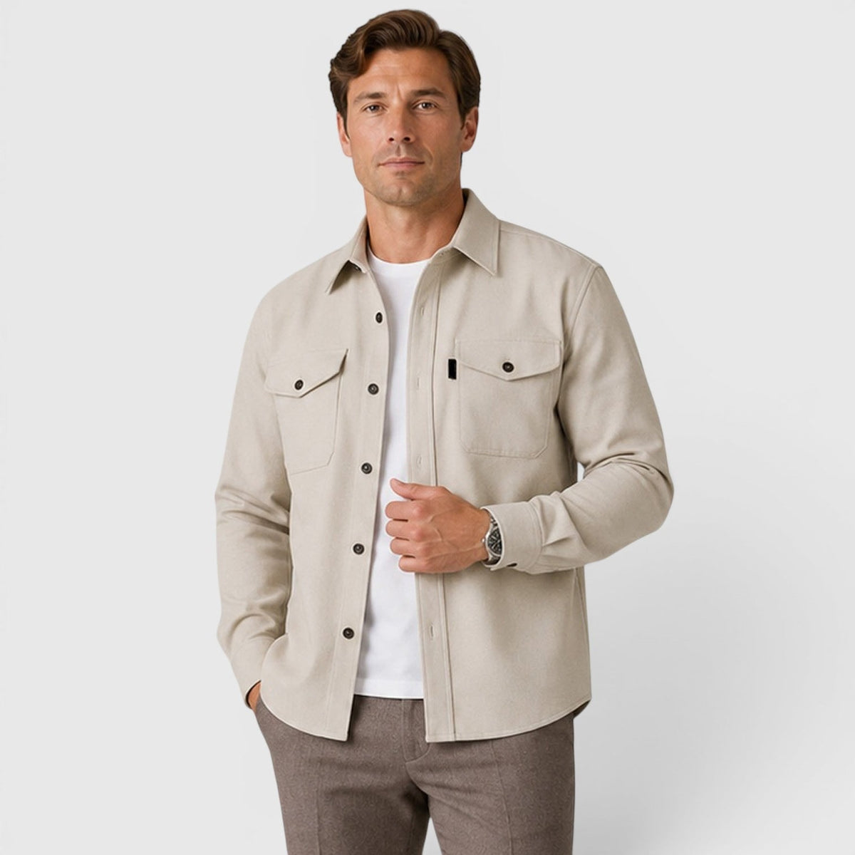 Overshirts with Relaxed Brushed Fit and Flap Pockets - Image 5