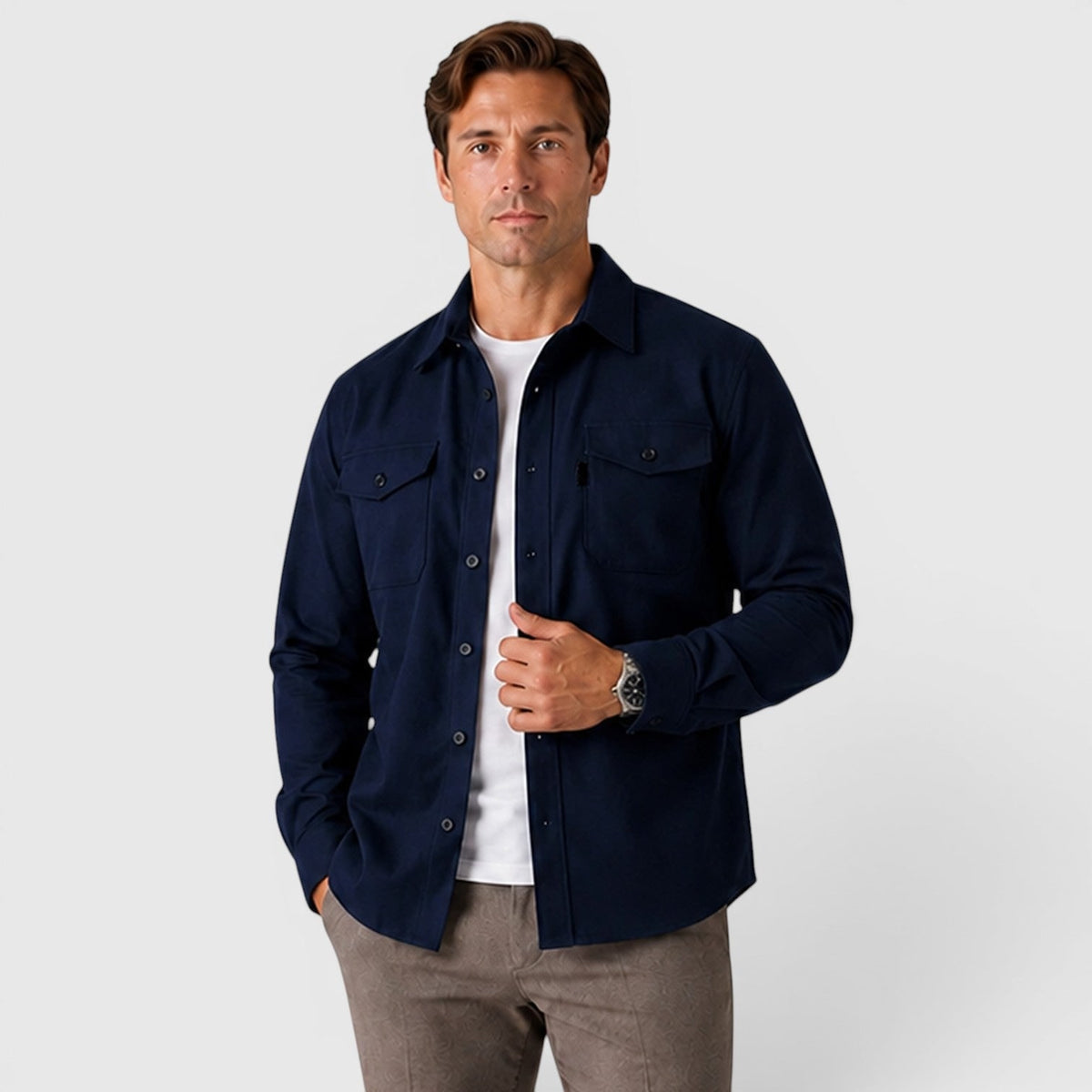 Overshirts with Relaxed Brushed Fit and Flap Pockets - Image 9