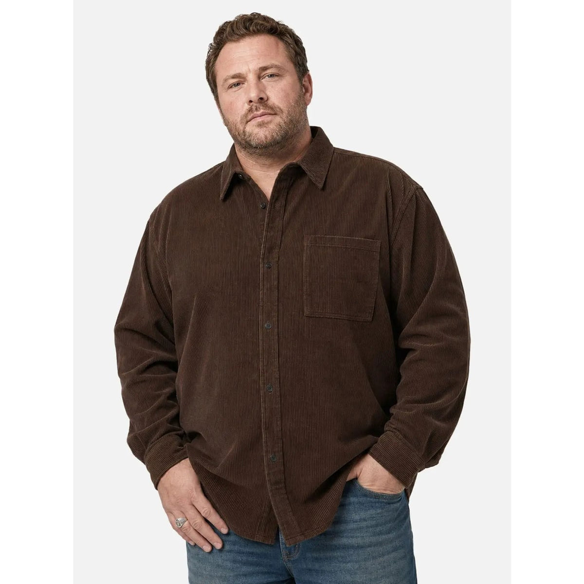 Overshirts with Relaxed Corduroy Fit and Spread Collar - Image 2