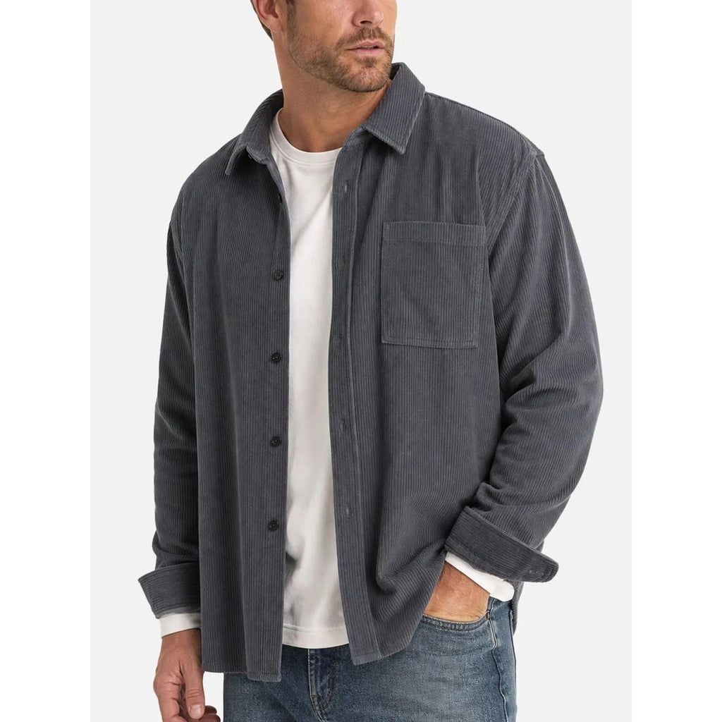 Overshirts with Relaxed Corduroy Fit and Spread Collar - Image 3