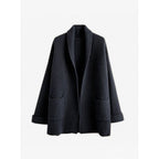Oversized Knit Cardigan with Relaxed Open Front and Shawl Collar - Image 3