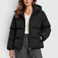 Padded Hooded Jacket with Puffer Construction and Zip Front - Image 1