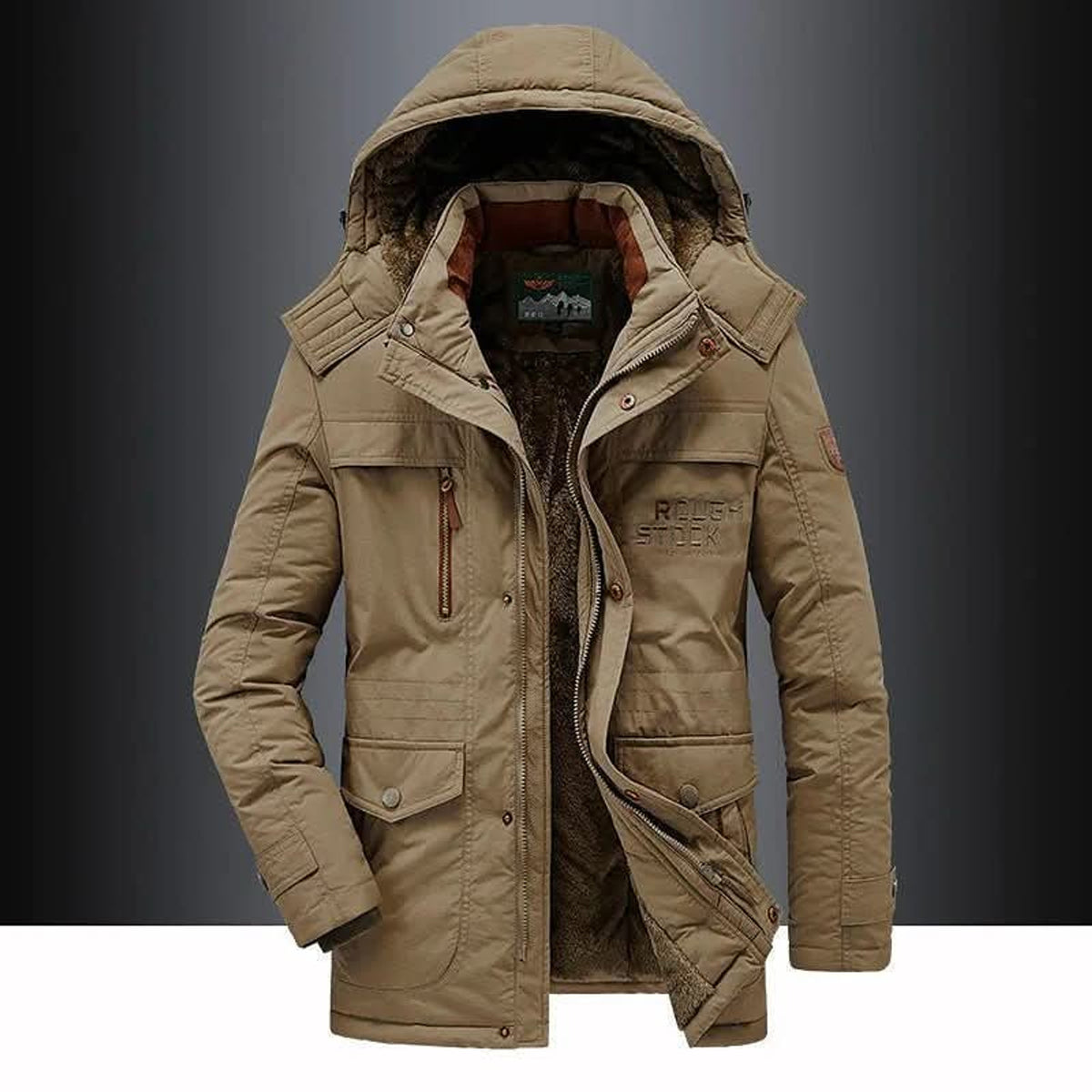 Padded Parka with Windproof Mid-Length Design and Removable Hood - Image 4
