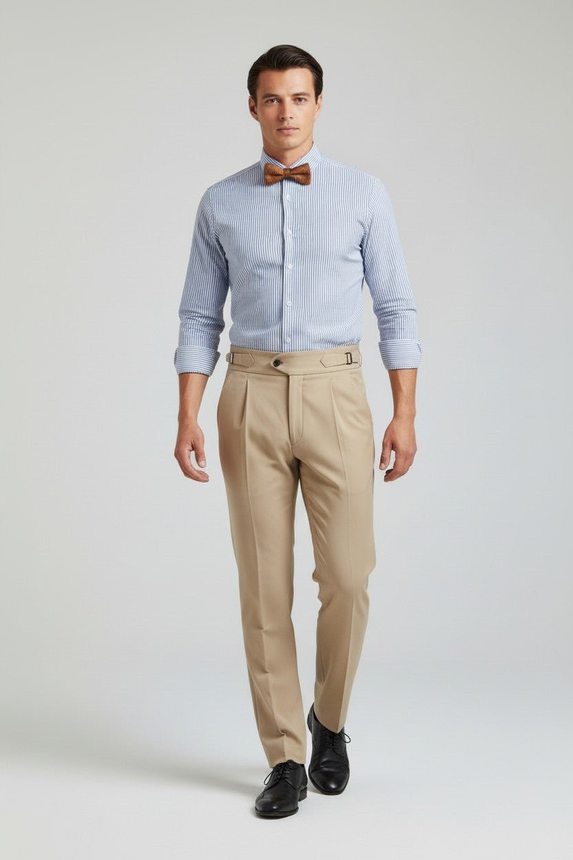 NOVA | Men’s High Waist Straight Leg Tailored Trousers – Smart Casual Draped Fit