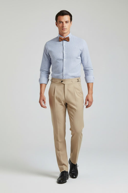 NOVA | Men’s High Waist Straight Leg Tailored Trousers – Smart Casual Draped Fit