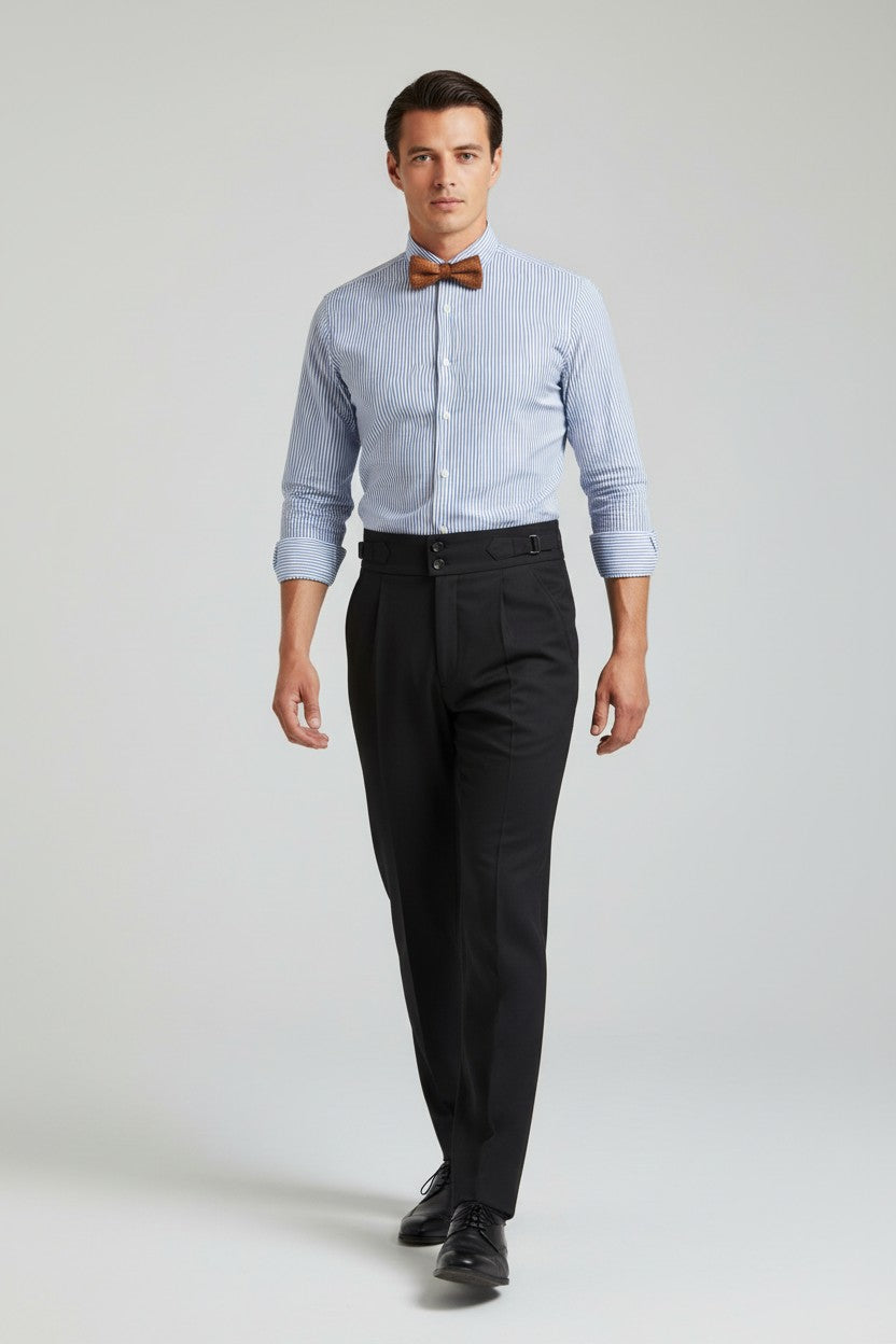 NOVA | Men’s High Waist Straight Leg Tailored Trousers – Smart Casual Draped Fit