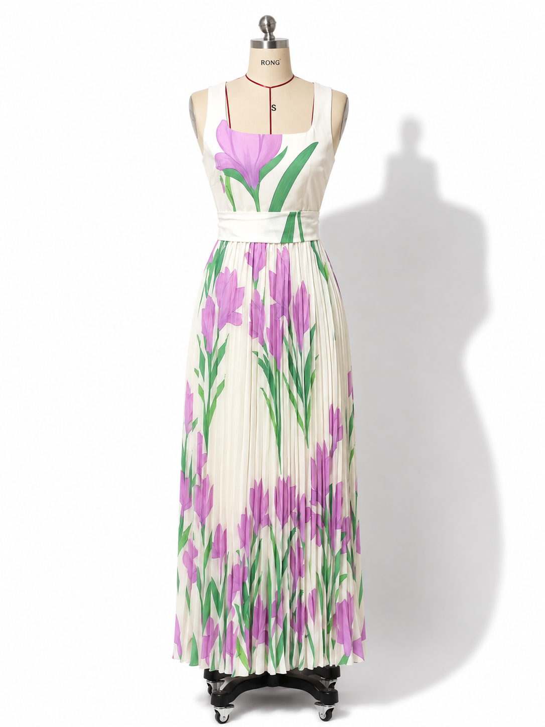 NOVA | Women's Sleeveless Floral Chiffon Maxi Dress – Square Neck Elegant A-Line