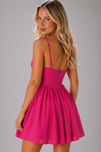 NOVA | Hot Pink A-Line Mini Dress | Strappy Skater Party Dress