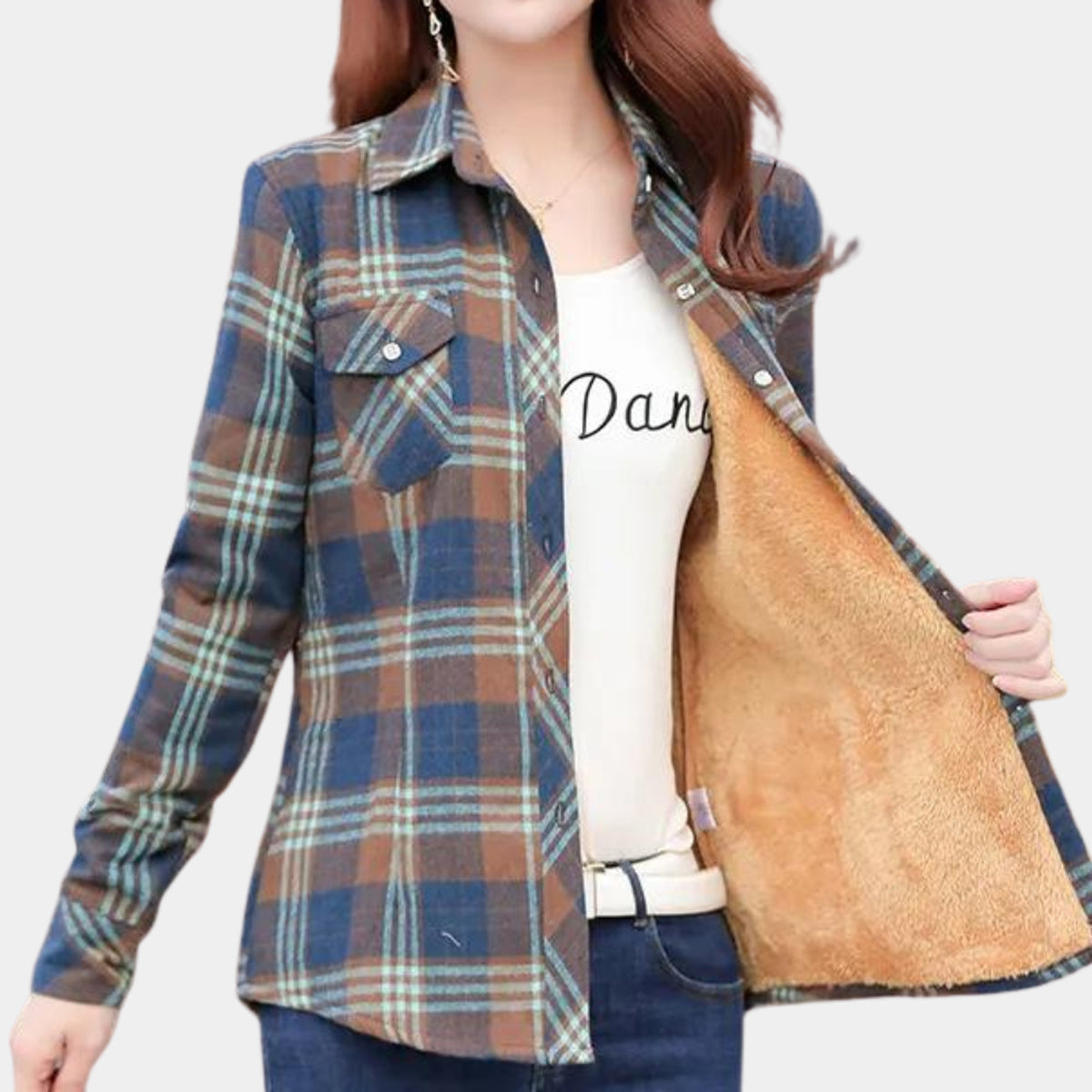 Plaid Fleece Lined Shirt with Thermal Cotton Flannel and Interior - Image 3