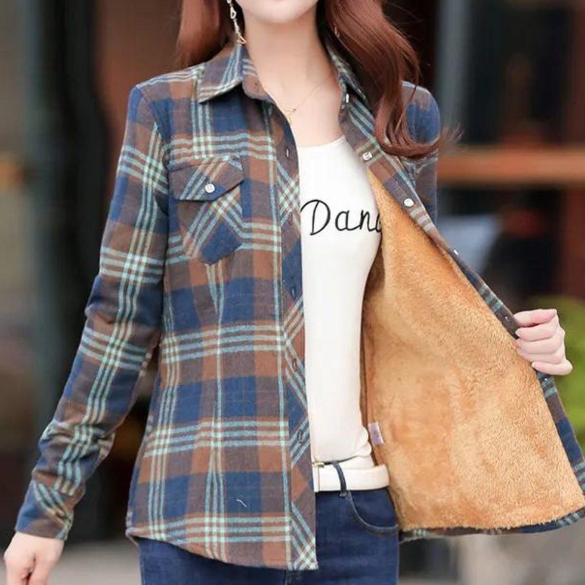 Plaid Fleece Lined Shirt with Thermal Cotton Flannel and Interior - Image 2