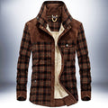 Plaid Jacket with Fleece Lined Style and Square Neckline - Image 1