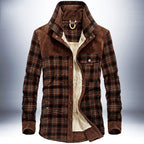 Plaid Jacket with Fleece Lined Style and Square Neckline - Image 1