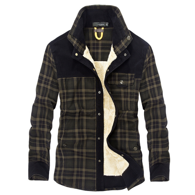 Plaid Jacket with Fleece Lined Style and Square Neckline - Image 4