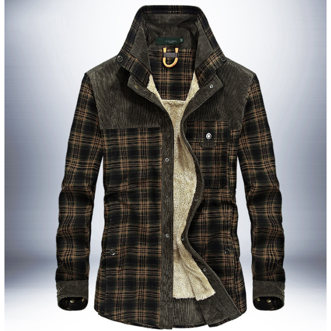 Plaid Jacket with Fleece Lined Style and Square Neckline - Image 5