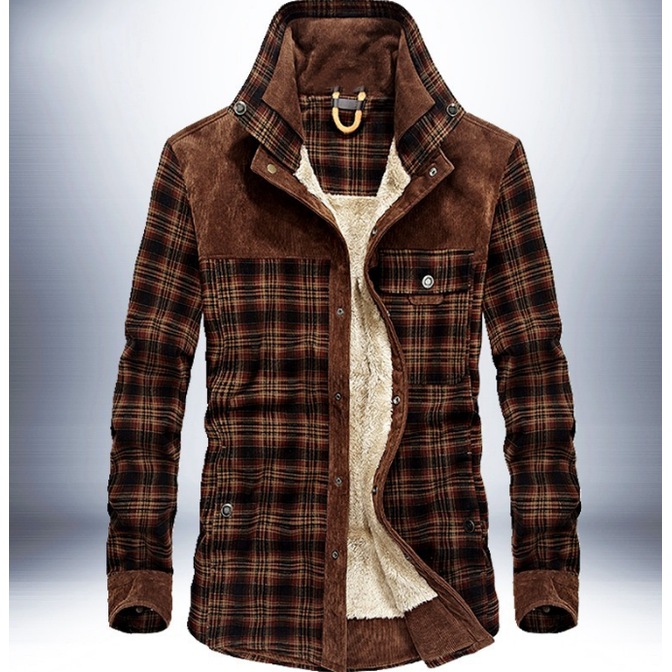 Plaid Jacket with Fleece Lined Style and Square Neckline - Image 6