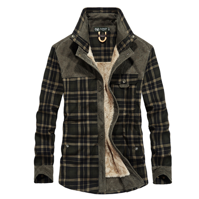 Plaid Jacket with Fleece Lined Style and Square Neckline - Image 7