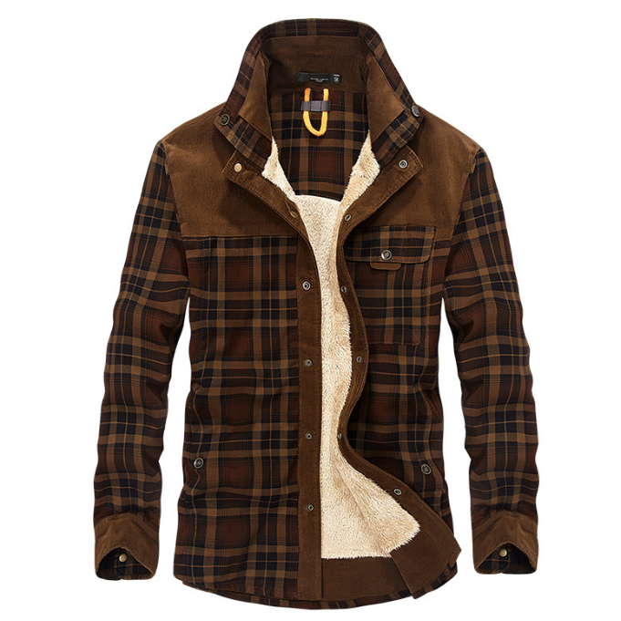Plaid Jacket with Fleece Lined Style and Square Neckline - Image 8