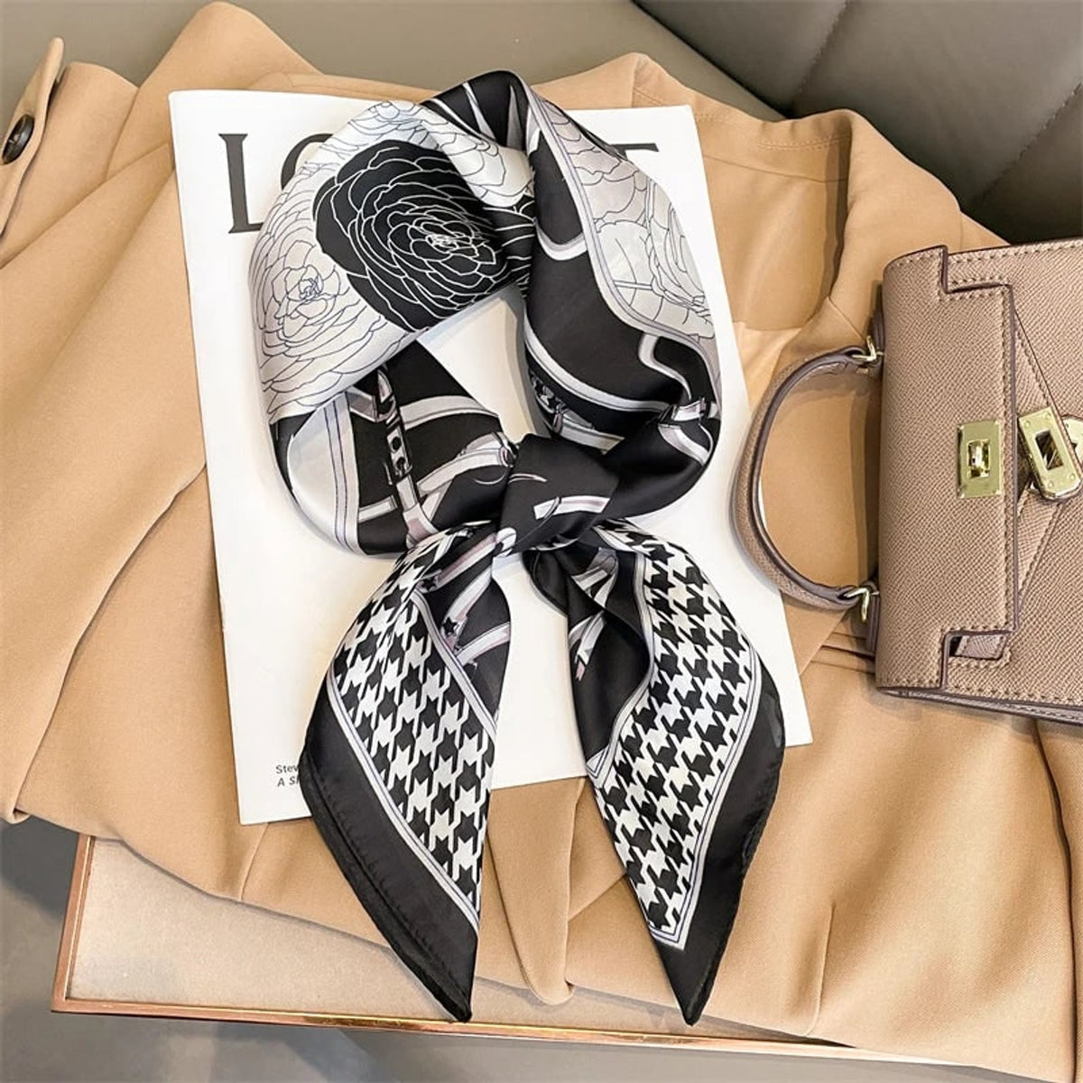 Plaid Scarf with Lightweight Silk Design and Neck Styling - Image 10
