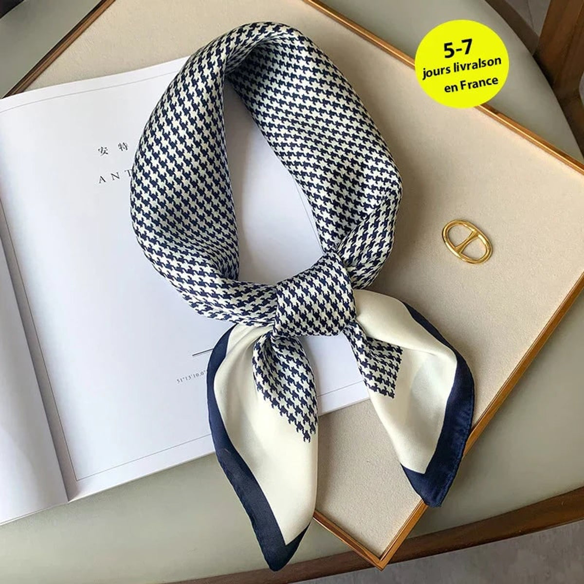 Plaid Scarf with Lightweight Silk Design and Neck Styling - Image 11