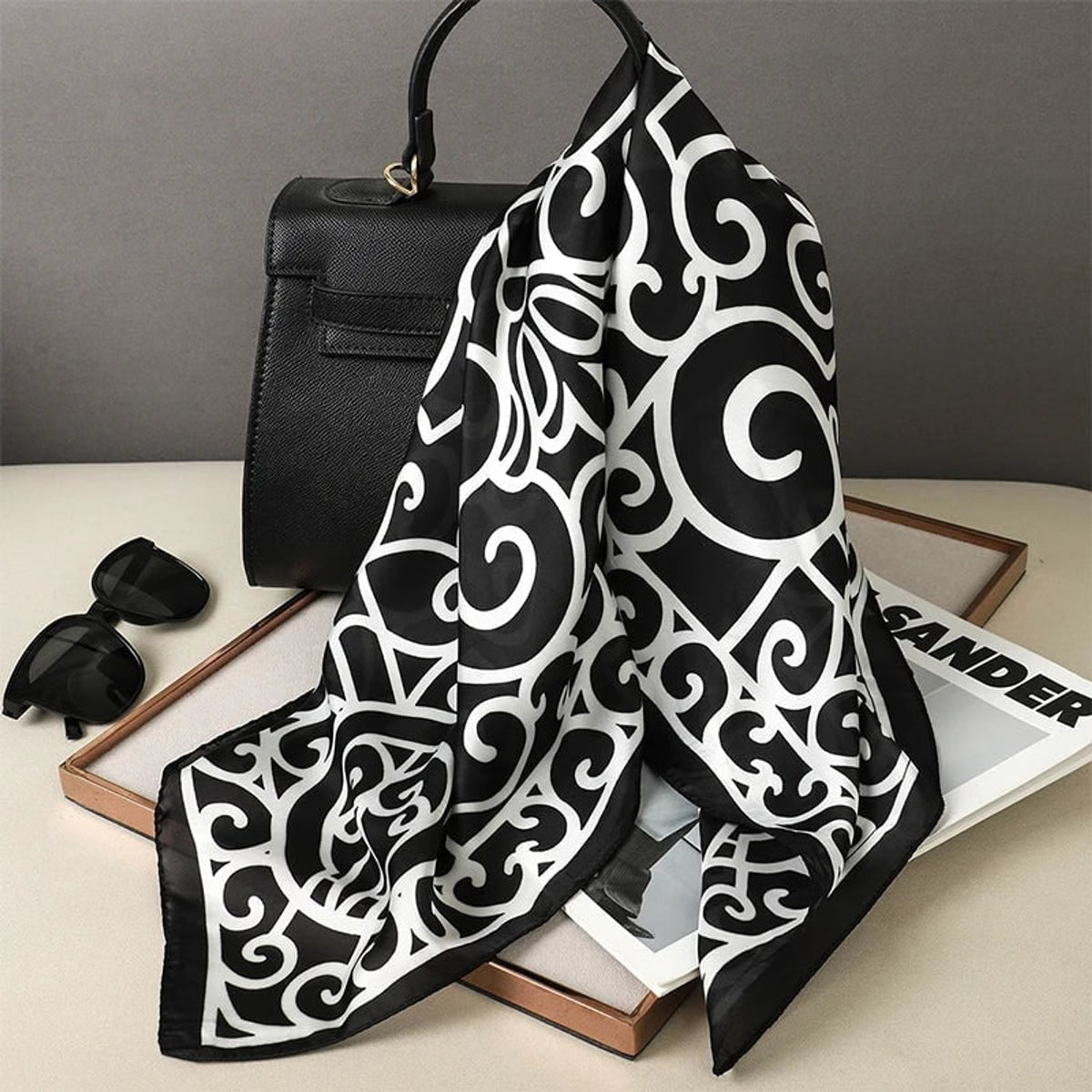 Plaid Scarf with Lightweight Silk Design and Neck Styling - Image 12