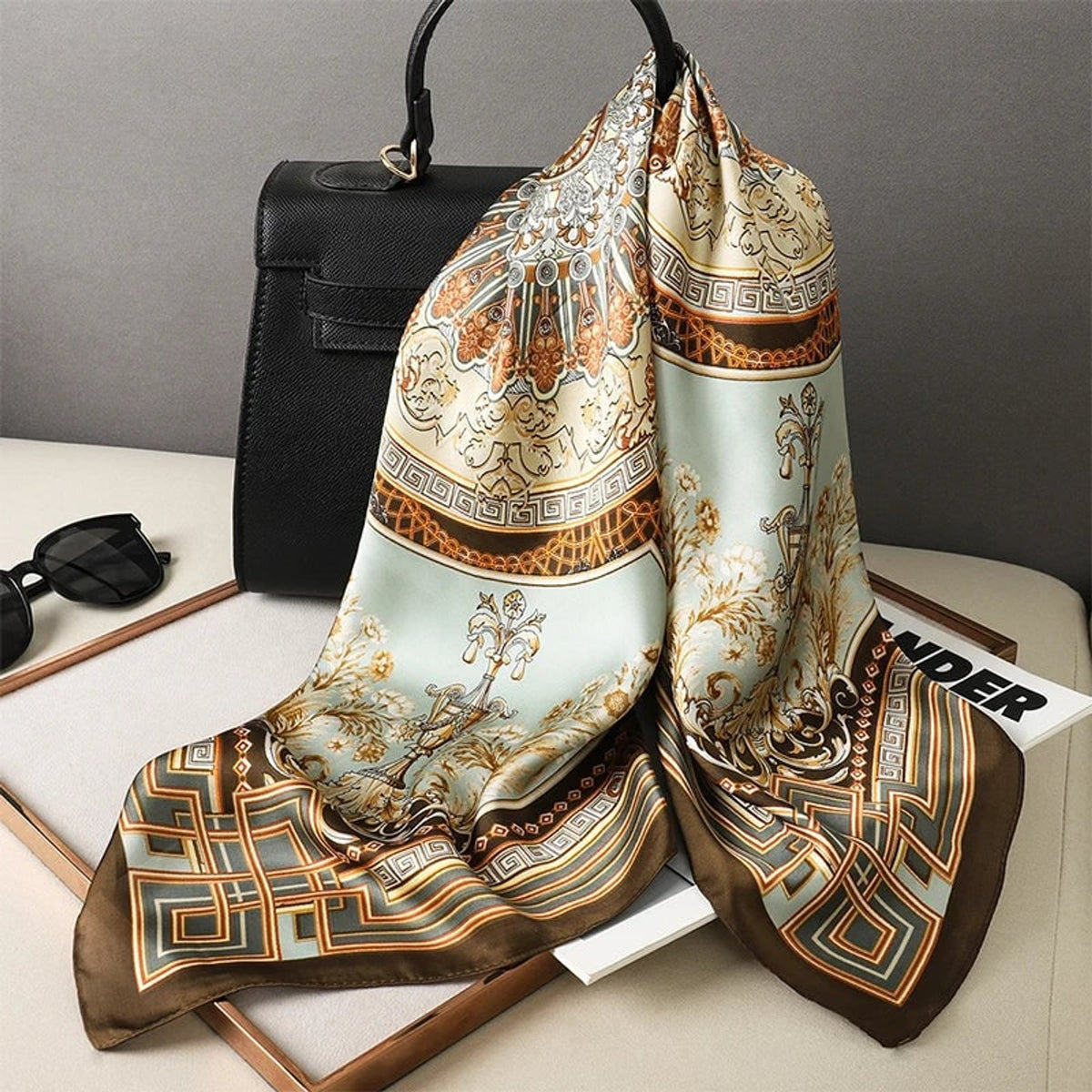 Plaid Scarf with Lightweight Silk Design and Neck Styling - Image 17