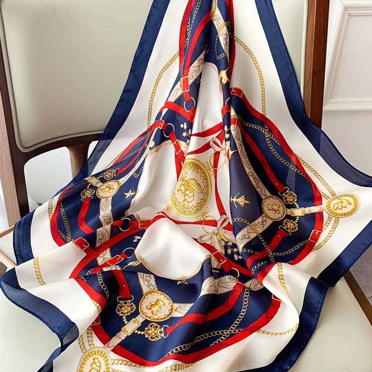 Plaid Scarf with Lightweight Silk Design and Neck Styling - Image 18