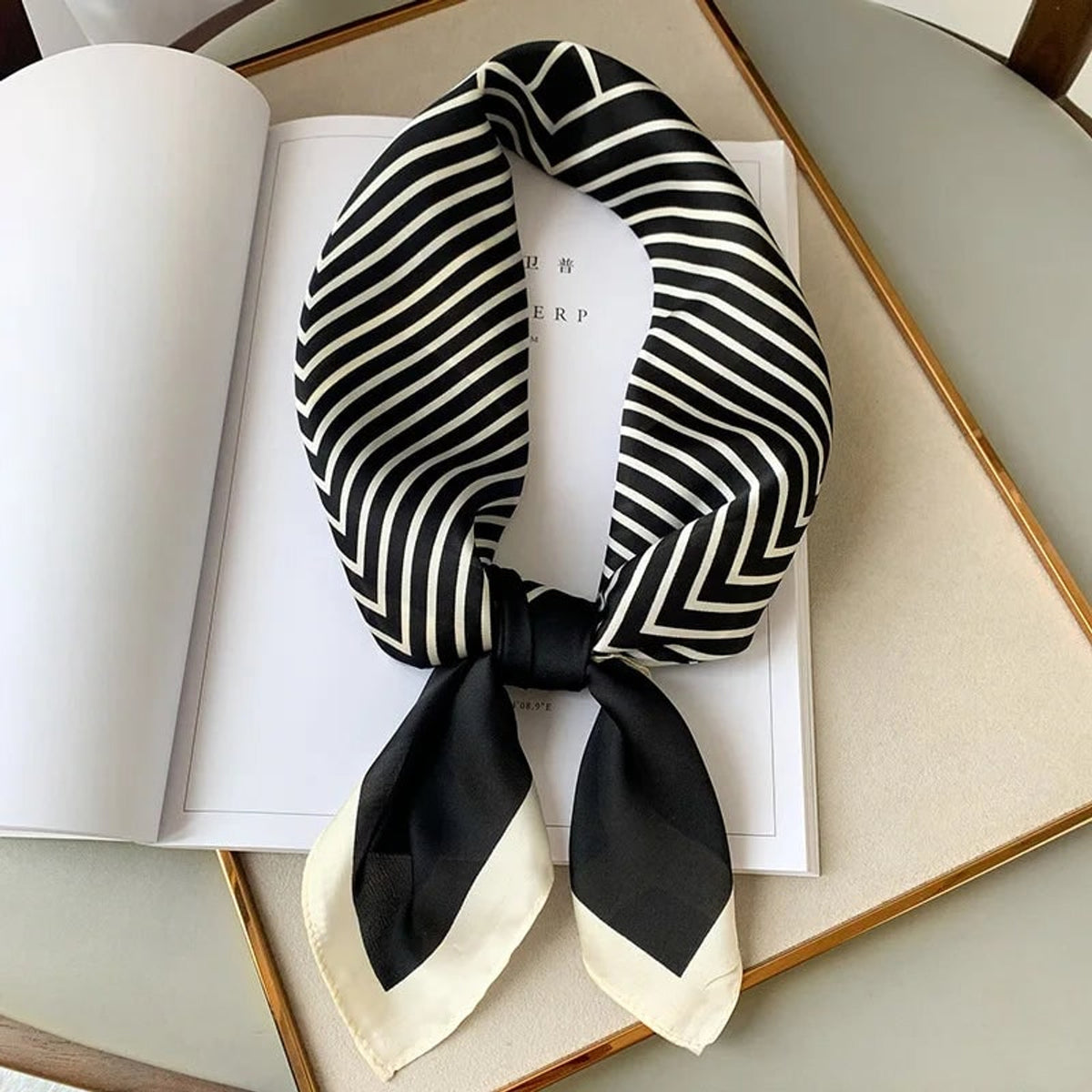 Plaid Scarf with Lightweight Silk Design and Neck Styling - Image 2