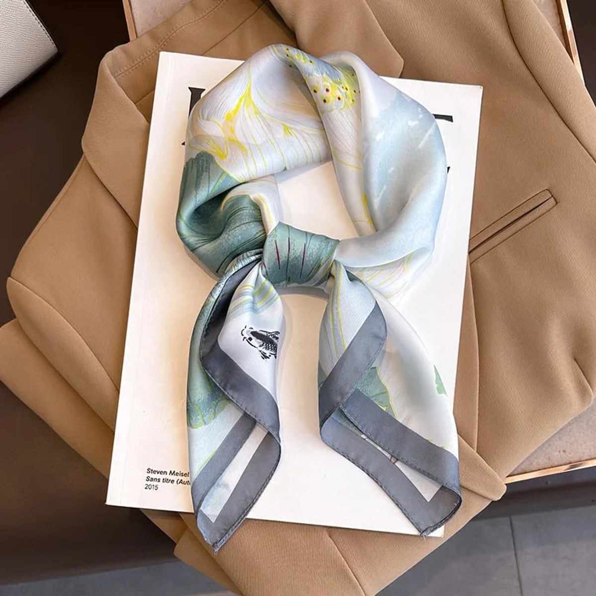 Plaid Scarf with Lightweight Silk Design and Neck Styling - Image 20